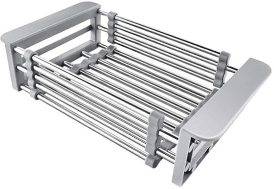 Rack per cucina estensibile in acciaio inossidabile - Telescopico - Flessibile - Duraturo - Adatto per verdure e frutta - Raccogliaspri