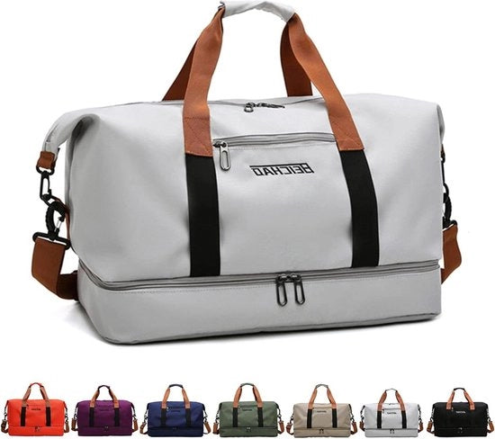 Borsa da viaggio con contenitore per scarpe e sacchetto umido - grande capacità e impermeabile - grigio 460*280*250mm Borsa da viaggio