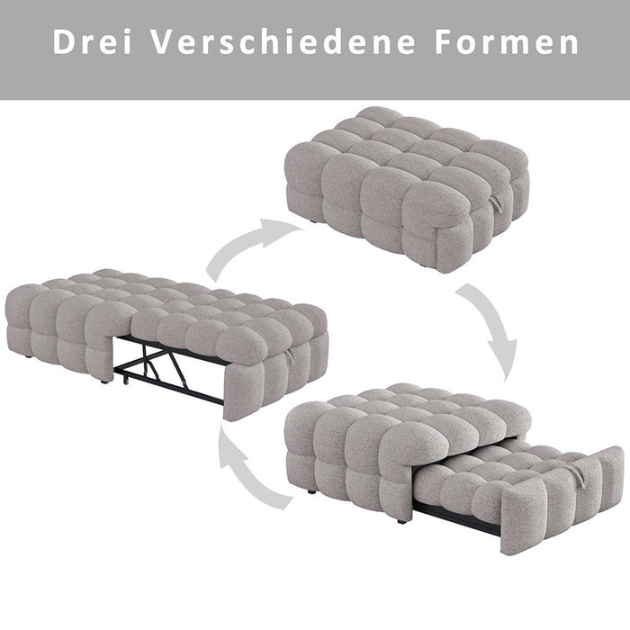 Pouf letto trasformatore - Xylo - grigio, tessuto orsacchiotto, morbido