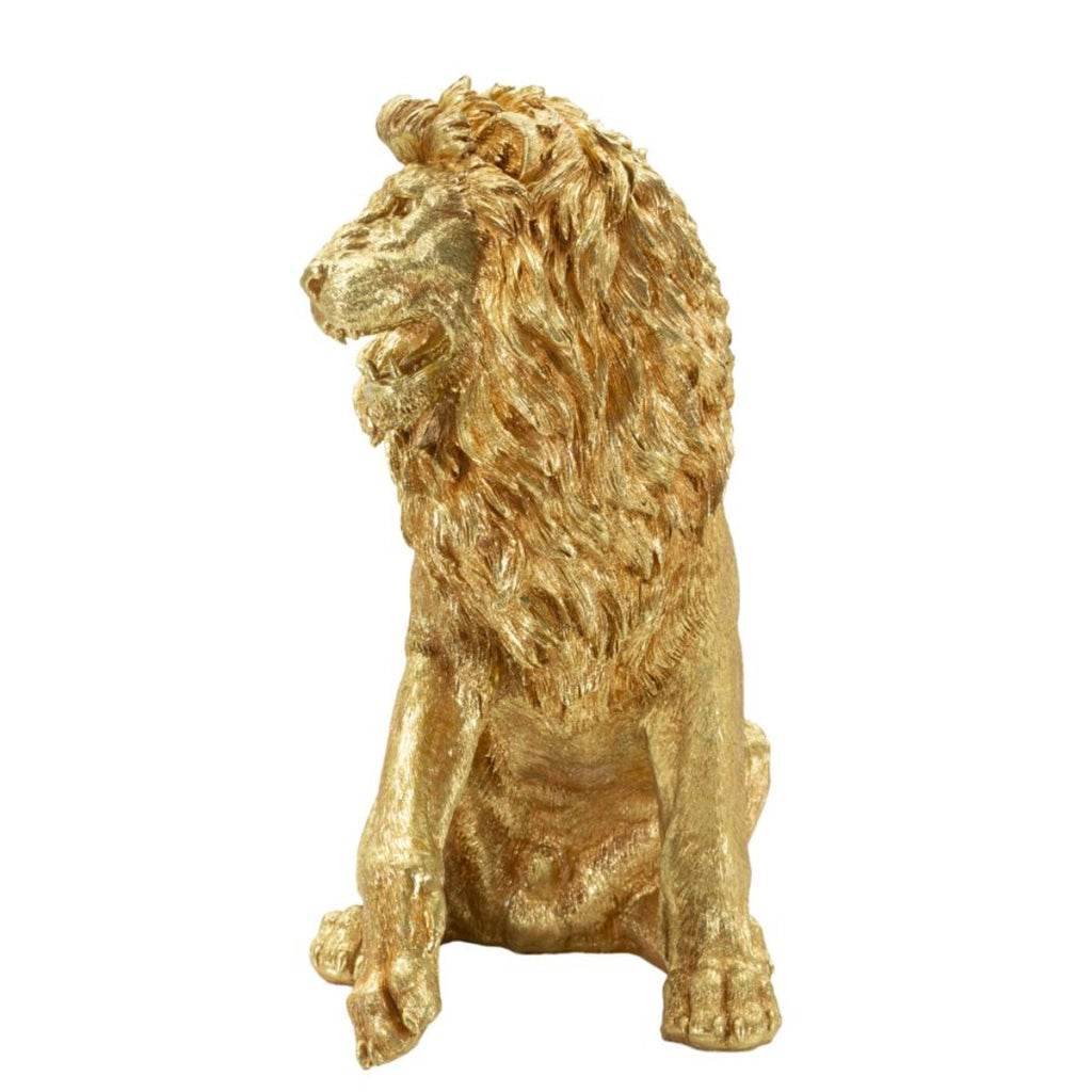Scultura Leone 2, Oro, Poliresina, 45x29x55 cm