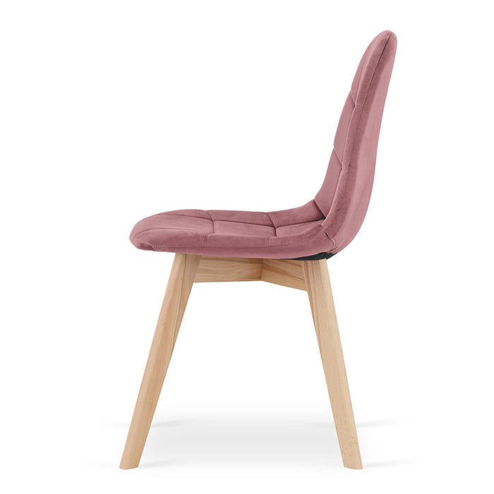 Sedia Valora NUUC in velluto rosa scuro, design ergonomico x3