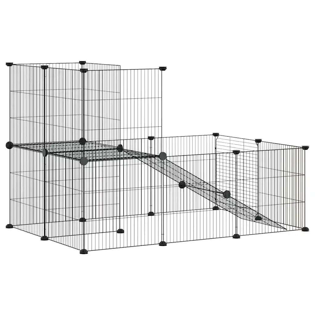 Gabbia per Animali 20 Pannelli con Porta Nera 35x35 cm Acciaio 3114061