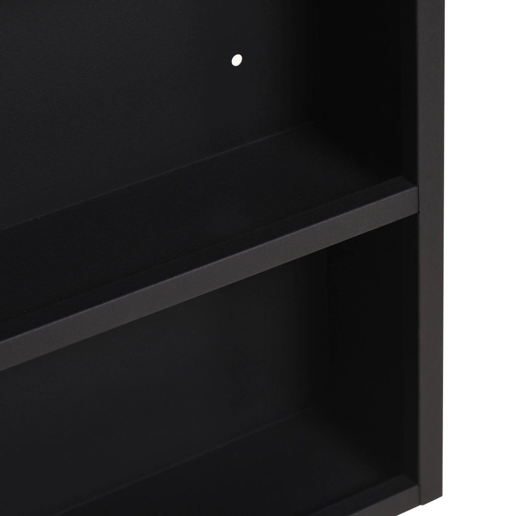 Armadietto bagno sospeso con specchio in acciaio inox nero