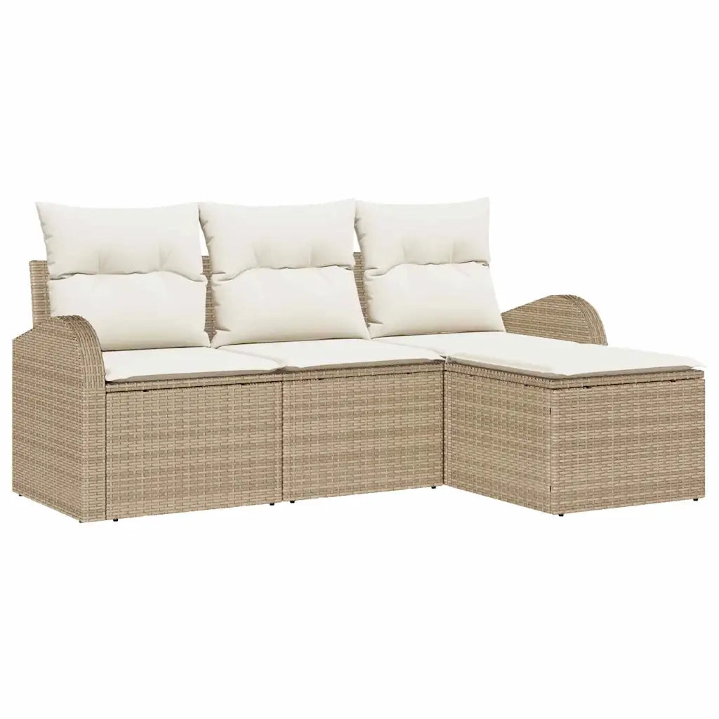Set di divani con cuscino 4 pcs Beige e Bianco polyrattan 3354660
