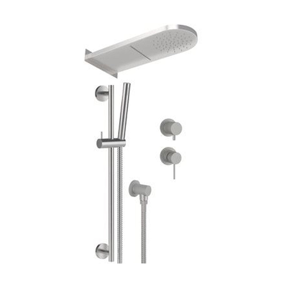 Set doccia con miscelatore incasso, soffione a parete e saliscendi in acciaio inox - Serie X Style Inox