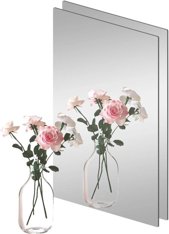 Spiegeltegels autoadesivi per bagno e soggiorno - Set di 2 pezzi - Dimensioni 40 x 30 cm