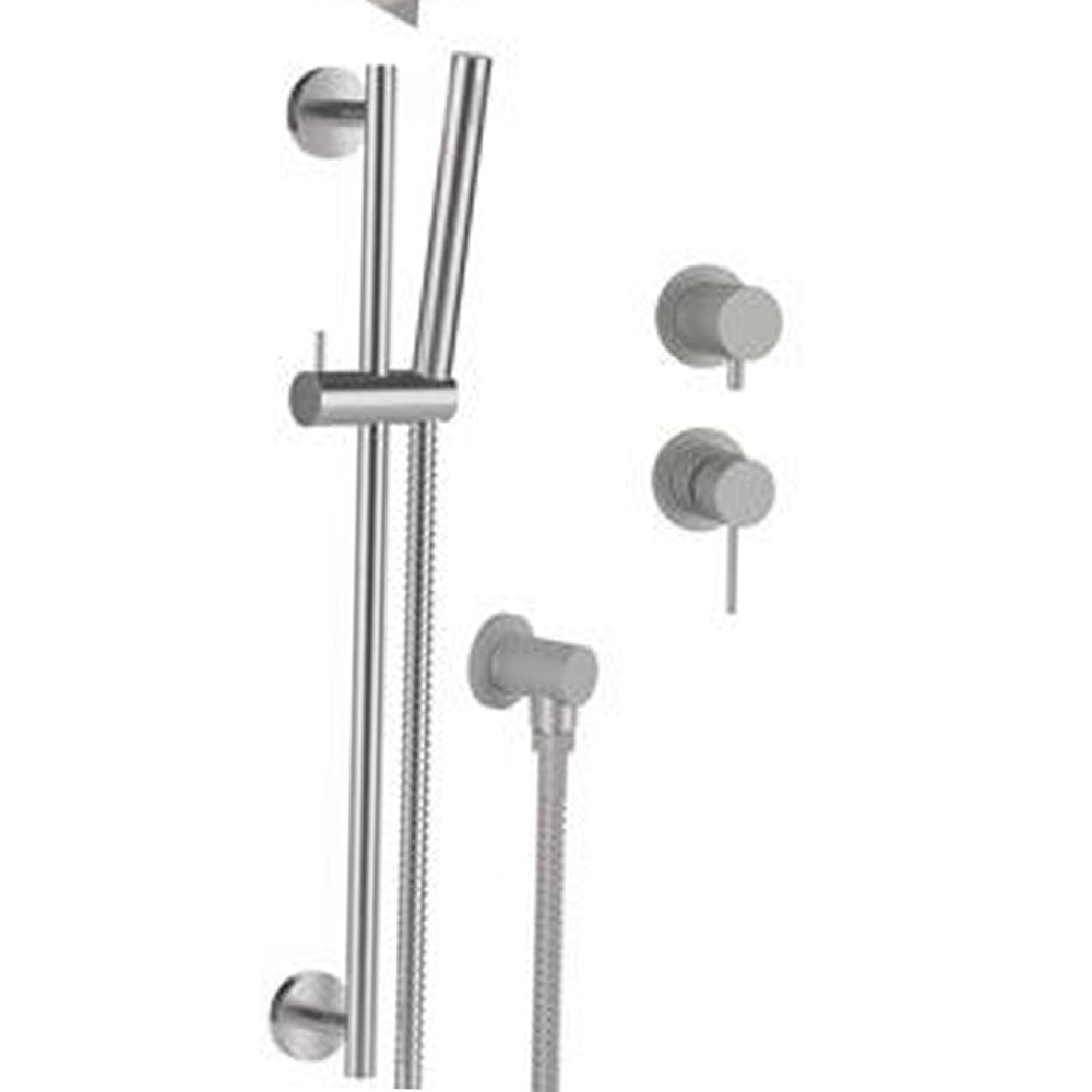 Set doccia con miscelatore incasso, soffione a parete e saliscendi in acciaio inox - Serie X Style Inox