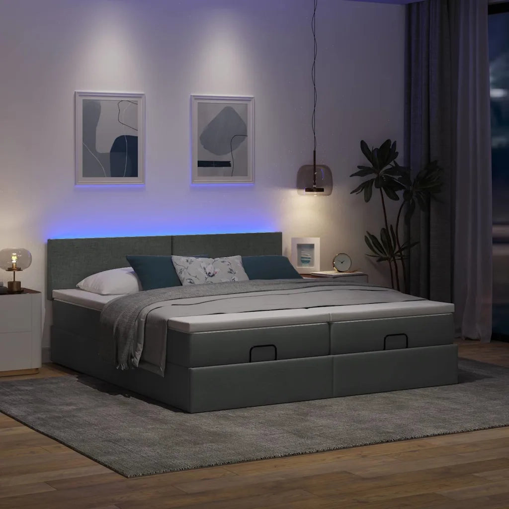 Struttura Letto Pouf con Materassi 200x200 cm in Tessuto 3312830