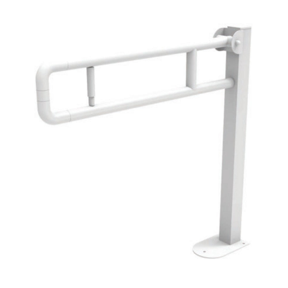 Barra maniglione ribaltabile su colonna alluminio nylon con porta rotolo