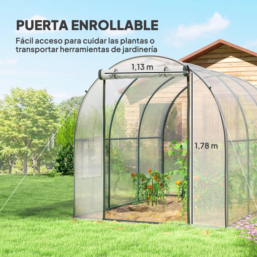 Serra a Tunnel ¨C zephmum ¨C 3x2x2 m Acciaio Trasparente Porta a Rullo 2 Finestre a Rete