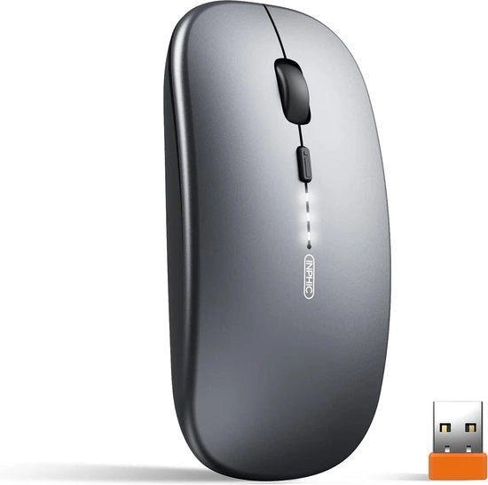 Maus wireless, ricaricabile, ultra sottile, 2,4 G, mouse wireless silenzioso, mouse ottico, 1600 dpi, con ricevitore USB, per laptop, pc, Mac MacBook, Windows, ufficio, livello di carica della batteria