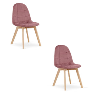 Sedia Valora NUUC in velluto rosa scuro, design ergonomico x2