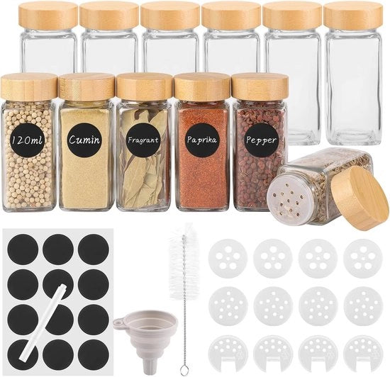 Set di 12 piccole pentole da conserva - ermetiche e quadrate - 120 ml
