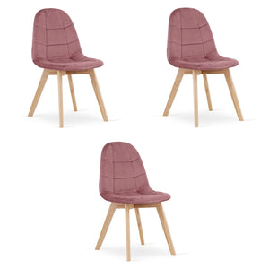 Sedia Valora NUUC in velluto rosa scuro, design ergonomico x3