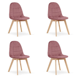 Sedia Valora NUUC in velluto rosa scuro, design ergonomico x4