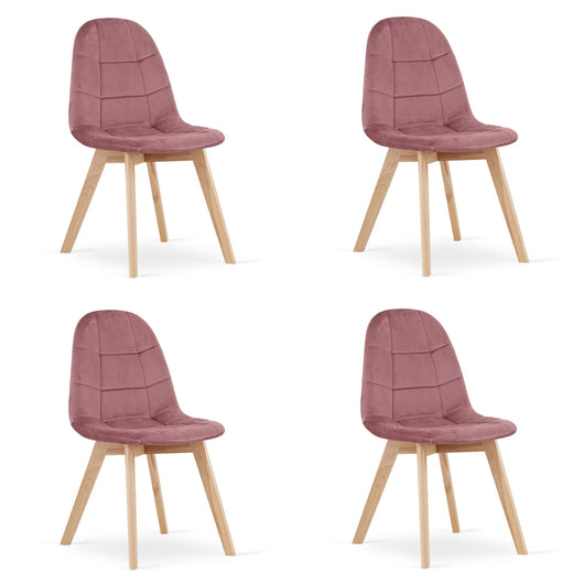 Sedia Valora NUUC in velluto rosa scuro, design ergonomico x4