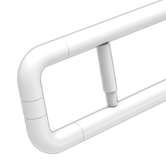 Barra maniglione ribaltabile adatto per disabili e terza etã€ cm 60 con porta rotolo alluminio nylon bianco