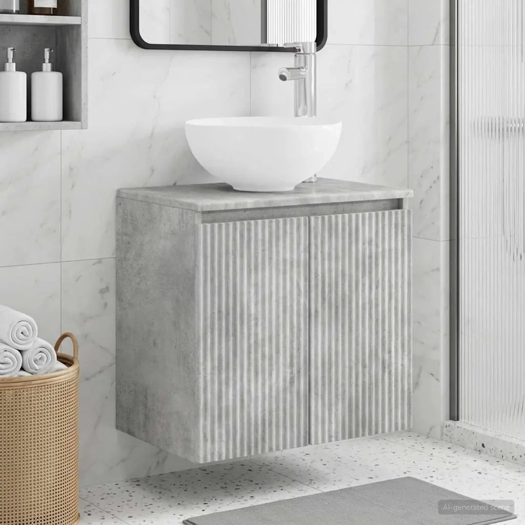 Mobile Lavabo da Parete Grigio Cemento 49,5 x 35 x 63 cm