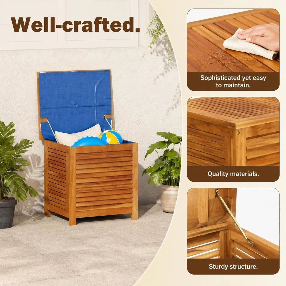 Garden Storage Box With Ventilation Slots, 60x50x56 Cm, Solid Acacia Wood