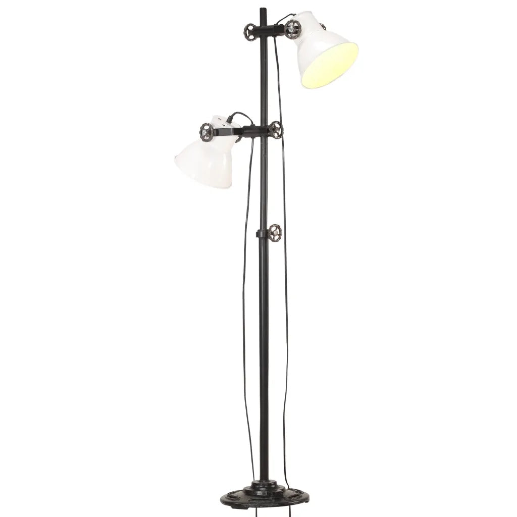 Lampada da Pavimento con 2 Paralumi Bianca E27 in Ghisa cod mxl 72895