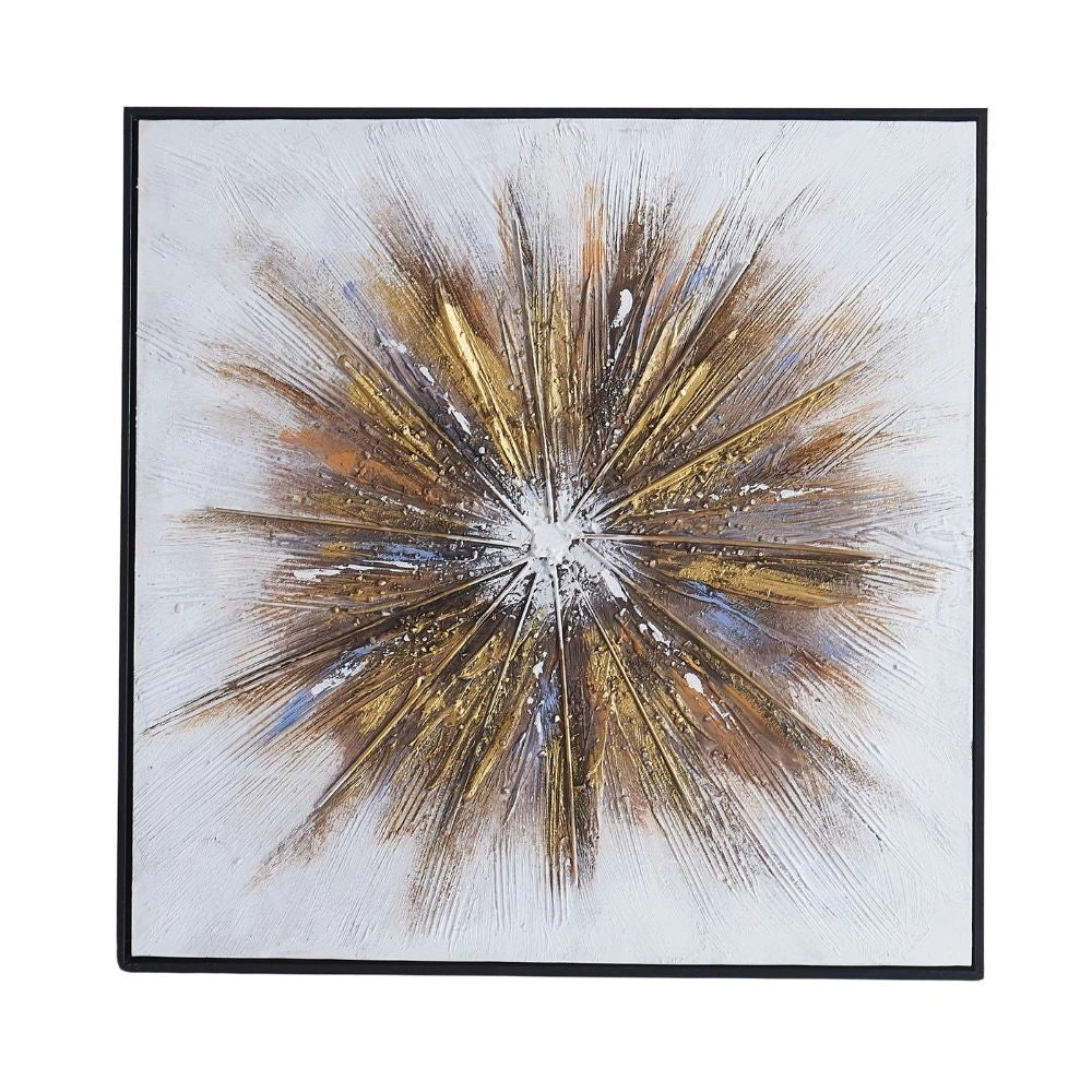 Quadro astratto oro su tela con cornice nera Quadro7