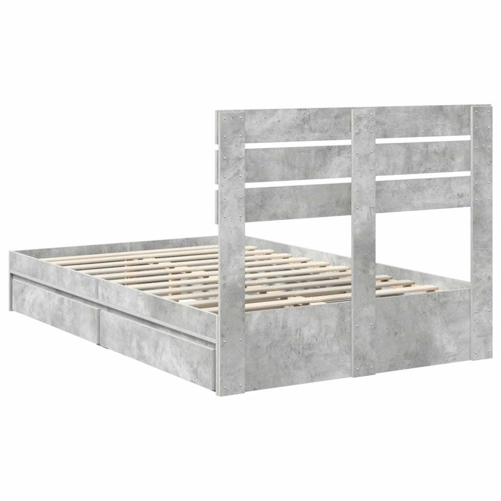 Letto con Contenitore con testiera Grigio cemento 135 x 190 cm 3411576