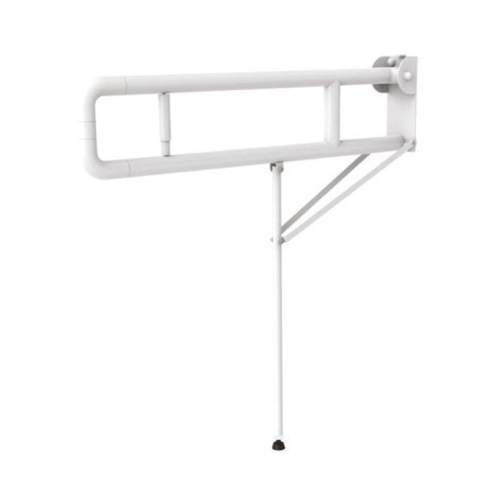 Barra maniglione ribaltabile con piede e porta rotolo e rinforzo a terra