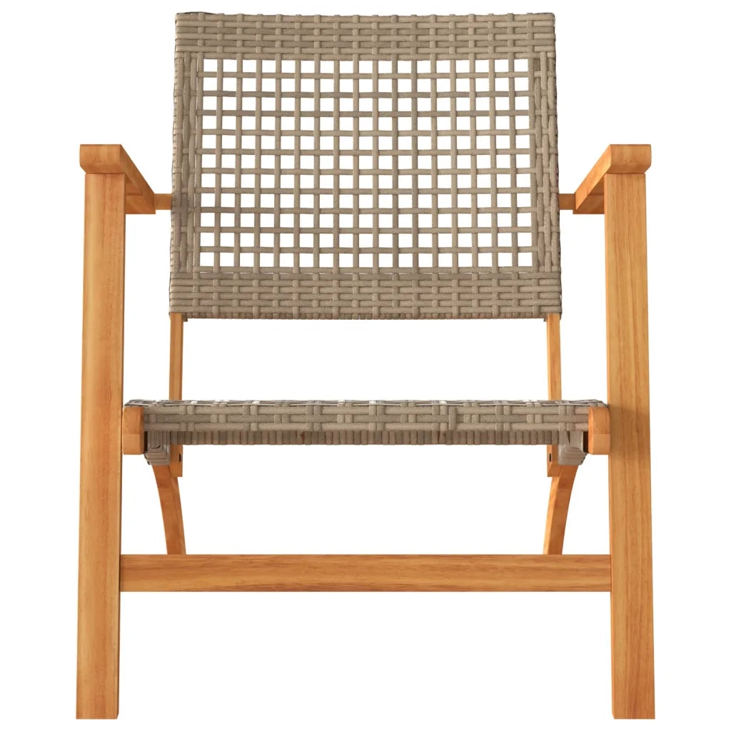Set da Bistrot 3 pz Beige in Polyrattan e Legno Massello Acacia