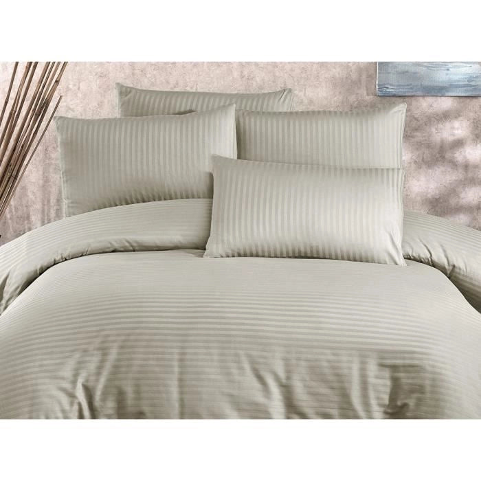 Completo letto - 1 copripiumino 220x240 cm + 2 federe 60x60 cm - 80% cotone, 20% poliestere - Cappuccino