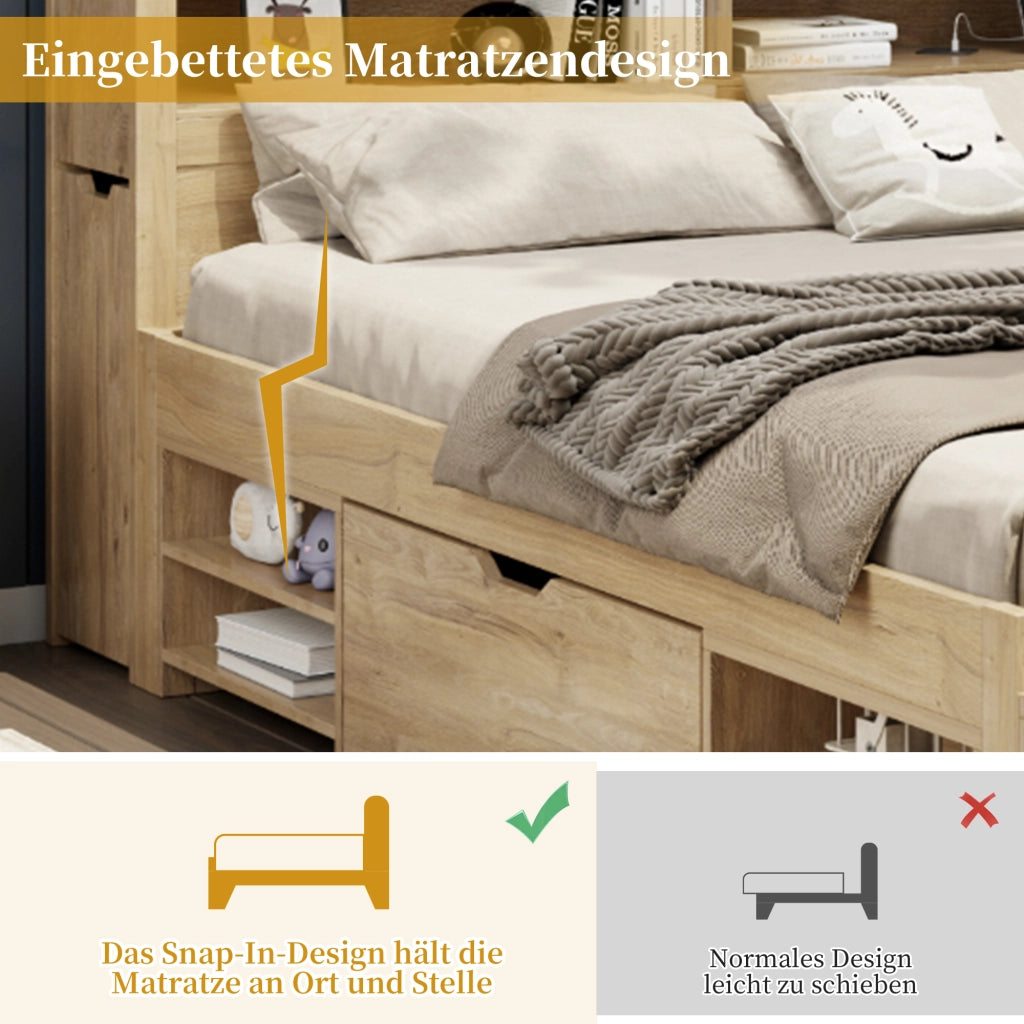 Letto singolo multifunzionale compensato 90x200 cm