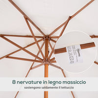 Ombrellone da Giardino Ø2,7 m Palo Ø38 mm in Legno di Pioppo e Bambù Beige