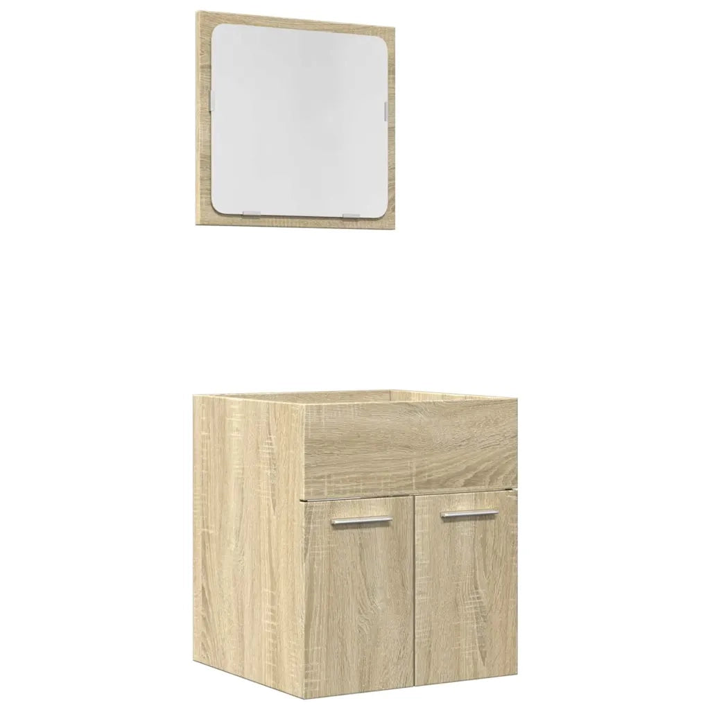 vidaXL Set Mobili da Bagno 2 pz Rovere Sonoma in Legno Multistrato