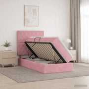 Letto con contenitore e materasso Rosa 100 x 200 cm Velluto 3459614