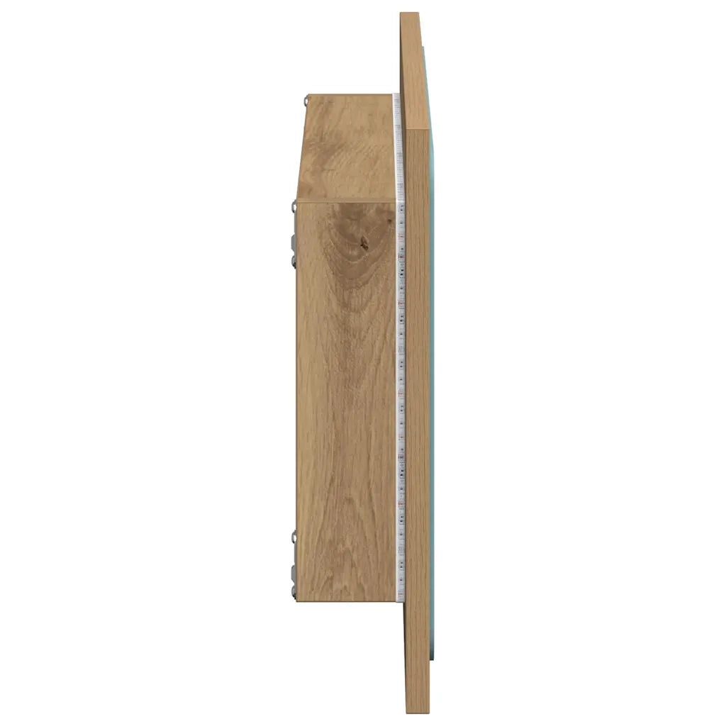 Specchio da Bagno con Luci LED-Specchio per Bagno Rovere Artigianale 60x8,5x38 cm