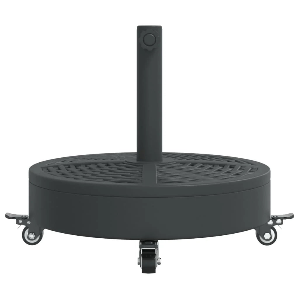 Base rotonda per ombrellone con ruote bloccabili 45 x 41,5 cm design rattan giardino 27 kg plastica nera 02_0056655