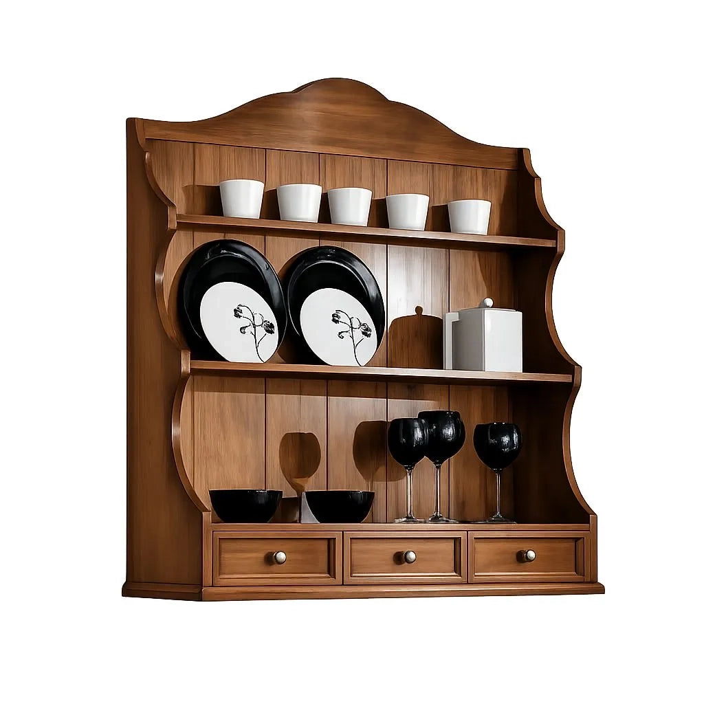 Credenza con piattaia classica legno shabby 140x48x205 - Mobili 2G