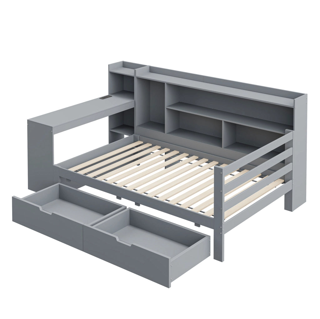 Letto singolo multifunzione 90x200 cm con scrivania e USB