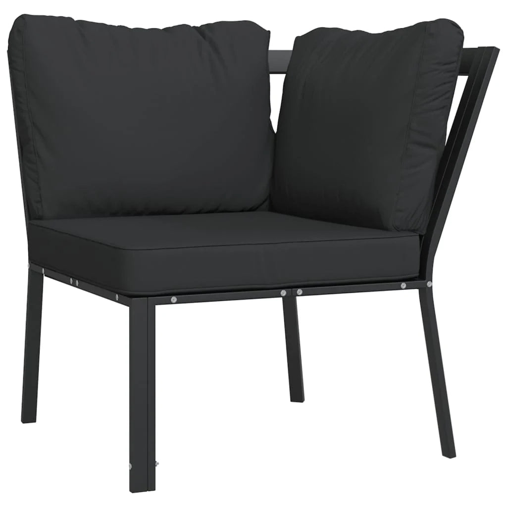 Set di mobili da giardino set da esterno 5 pezzi con cuscini grigio acciaio 02_0016379
