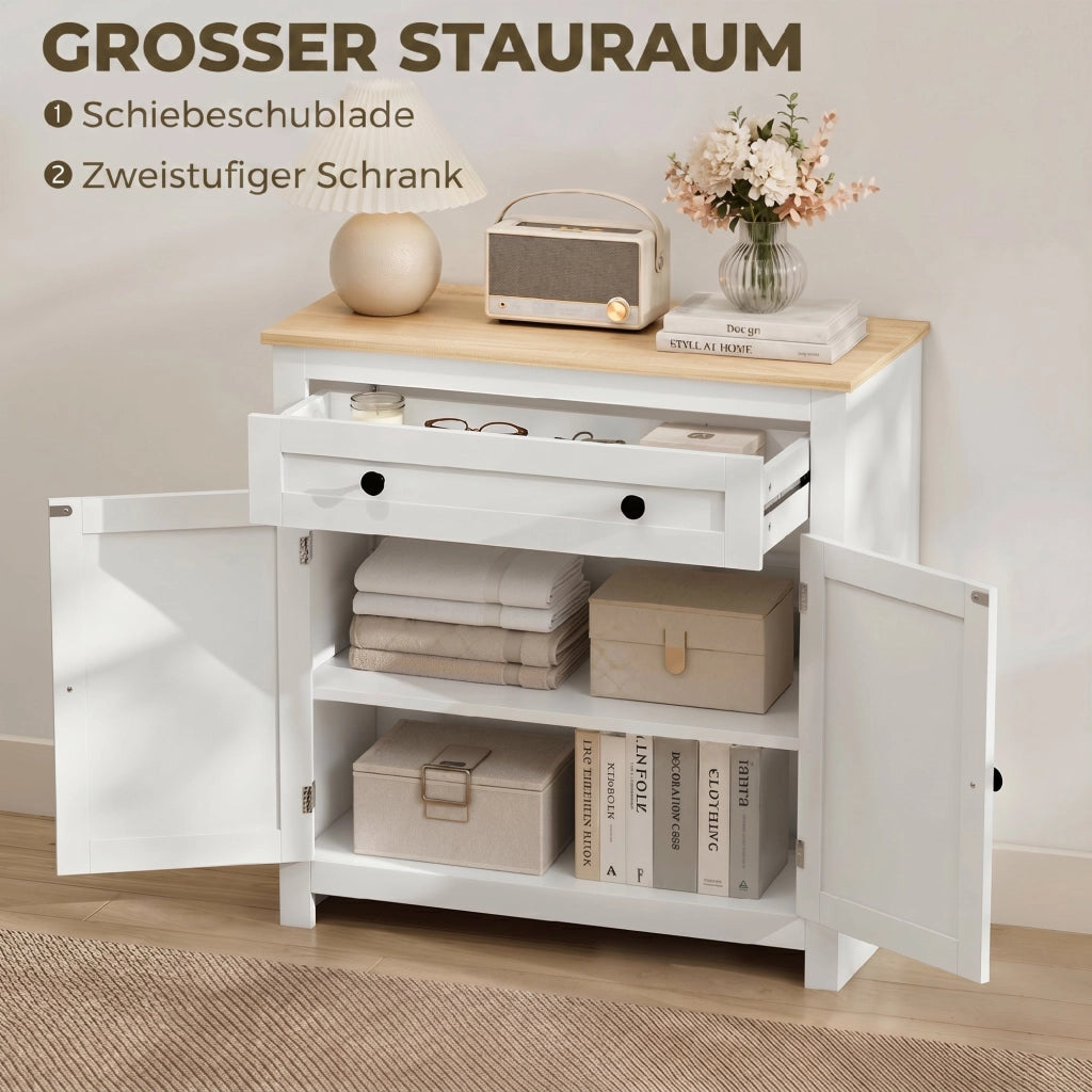 Credenza con cassetti e ante ¨C zephmum ¨C bianco 78.5x35x80 cm
