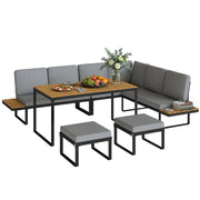Set Tavolo e Sedie da Giardino ¨C zephmum ¨C Grigio, Alluminio, 256x198x70cm