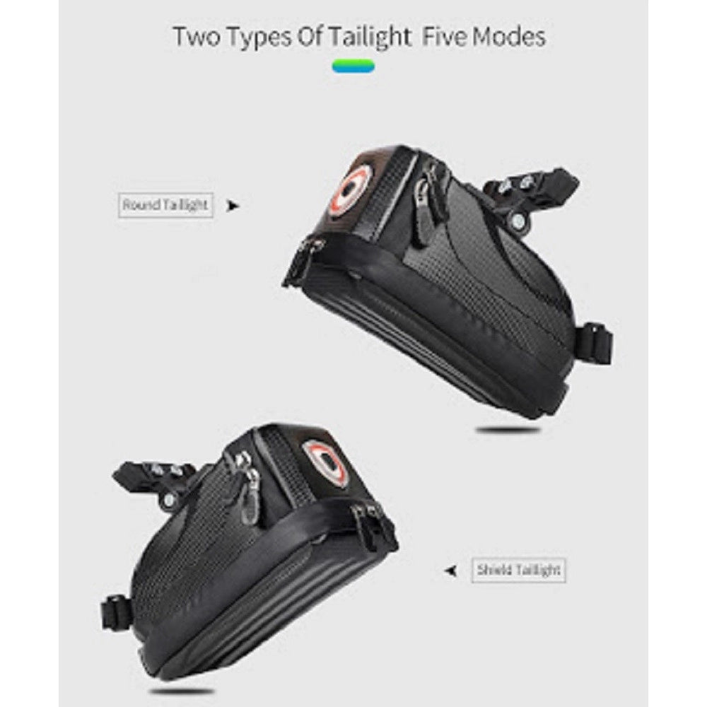 Trade Shop - Borsa Da Sella Impermeabile Per Bici Con Luce Posteriore Ricaricabile Usb Zx-9428 -
