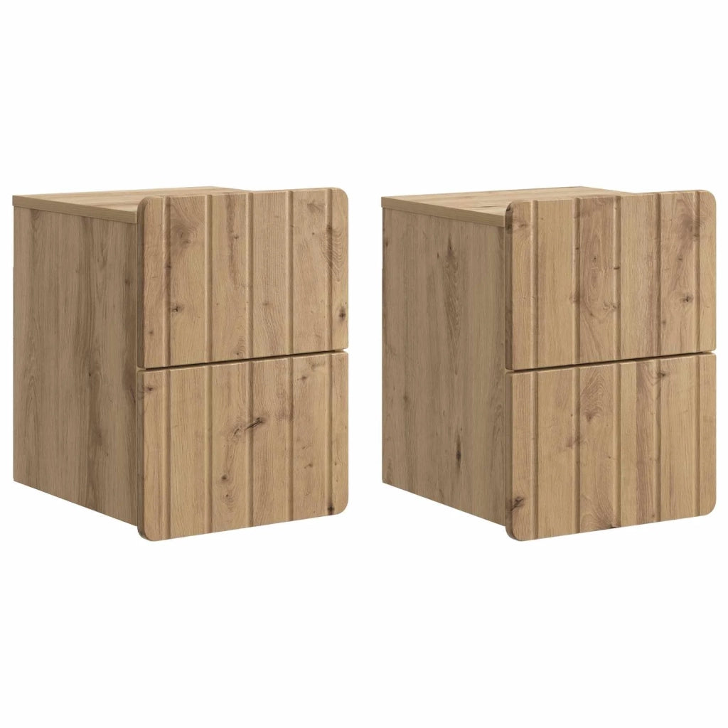Mobiletto da notte a muro con cassetto 2 pcs Rovere Artigianale 898314