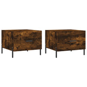 2 pz Tavolini salotto | Tavolino da caff¨¨ | Tavolino da Soggiorno Rovere Fumo 50x50x40cm Legno Multistrato