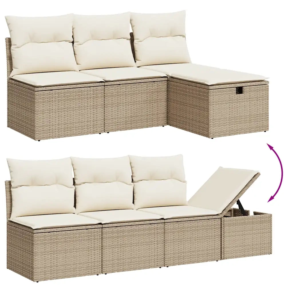 Set Divano da Giardino 8 pz con Cuscini Beige in Polyrattan 3264852