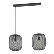 Lampadario A Sospensione Vintage Rinroe Acciaio Nero 2 Luci E27
