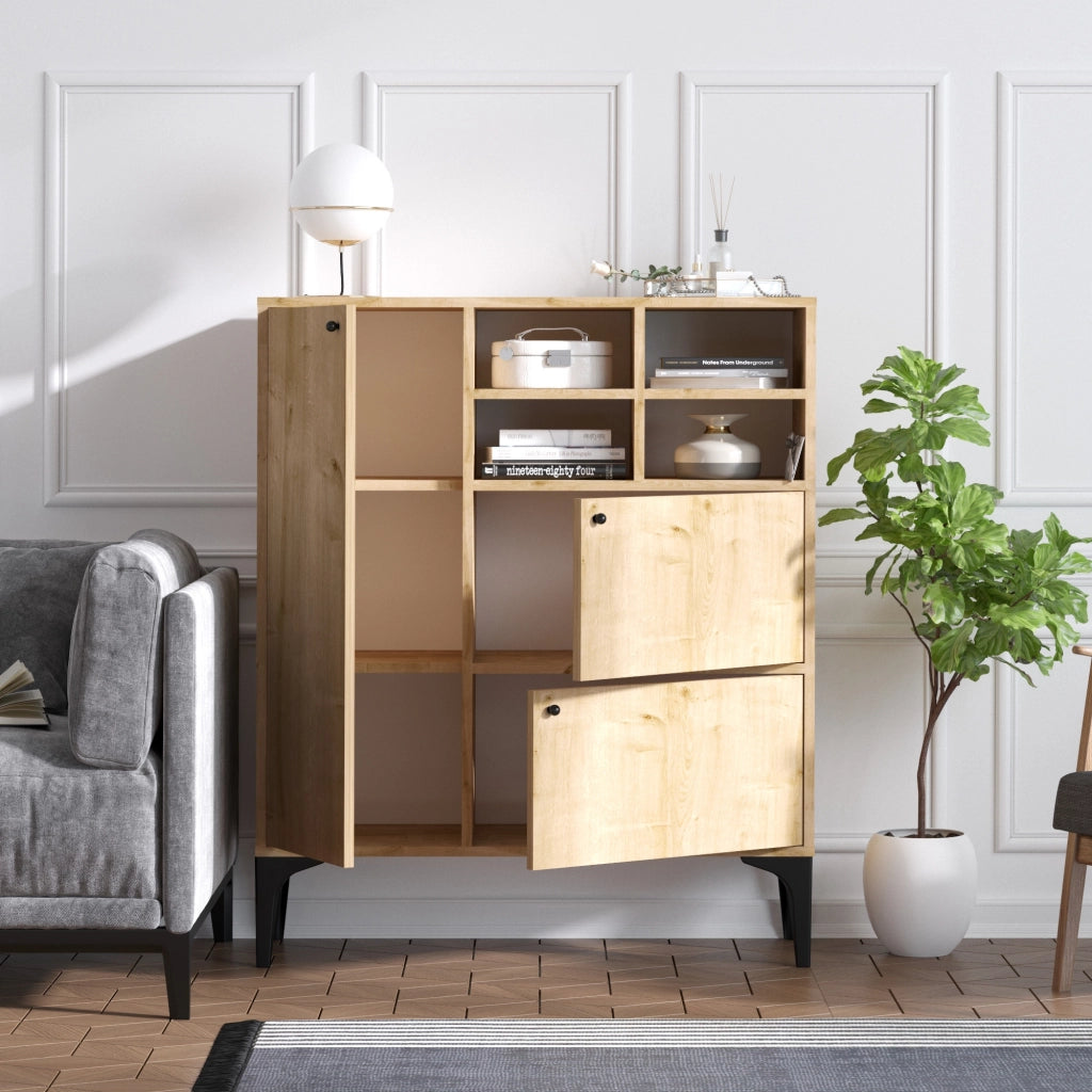 Credenza in legno "Ewa" - 100 x 35 x 125 cm - Rovere Zaffiro