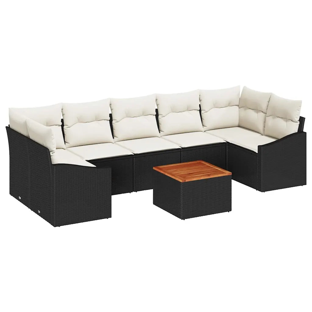 Set Divano da Giardino con cuscino 8 pcs Nero polyrattan 3347796