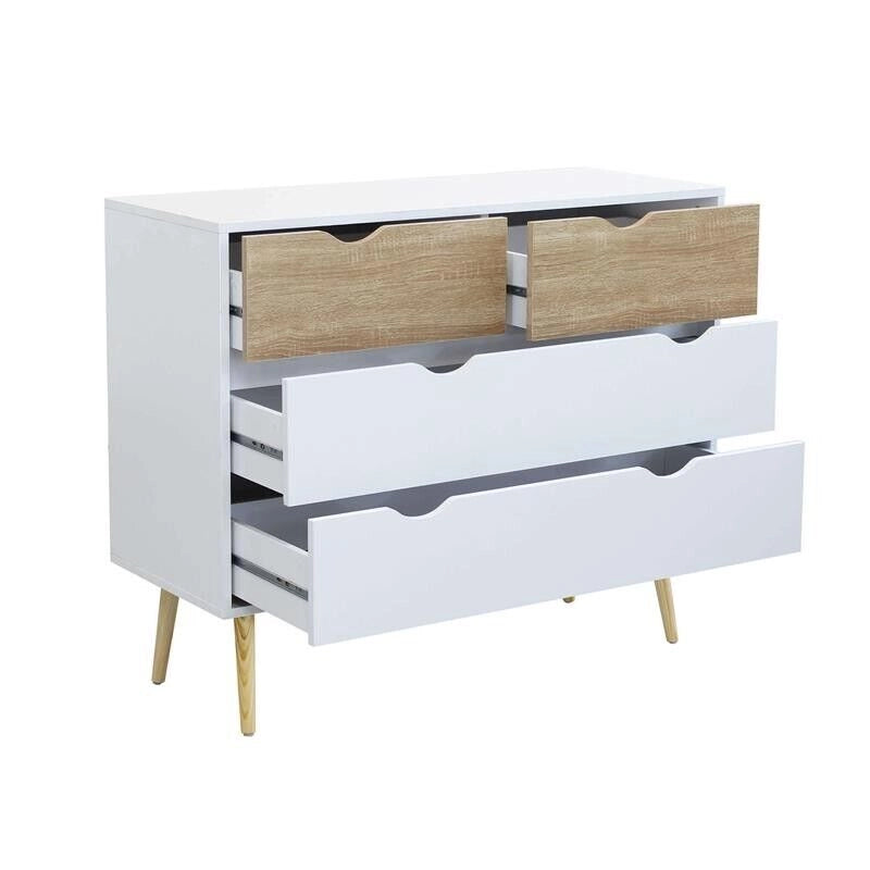 MOBILE TERENCE IN LEGNO NATURALE CON 4 CASSETTI 99 X 39 X H82 CM BIANCO