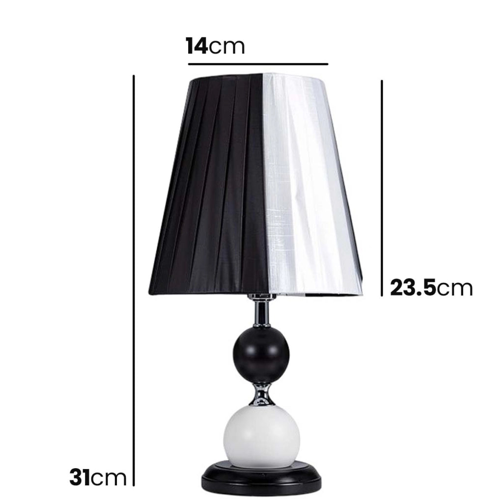 Lampada da tavolo LED con attacco E27, dimmer e paralume in tessuto Nero / Bianco Avizar