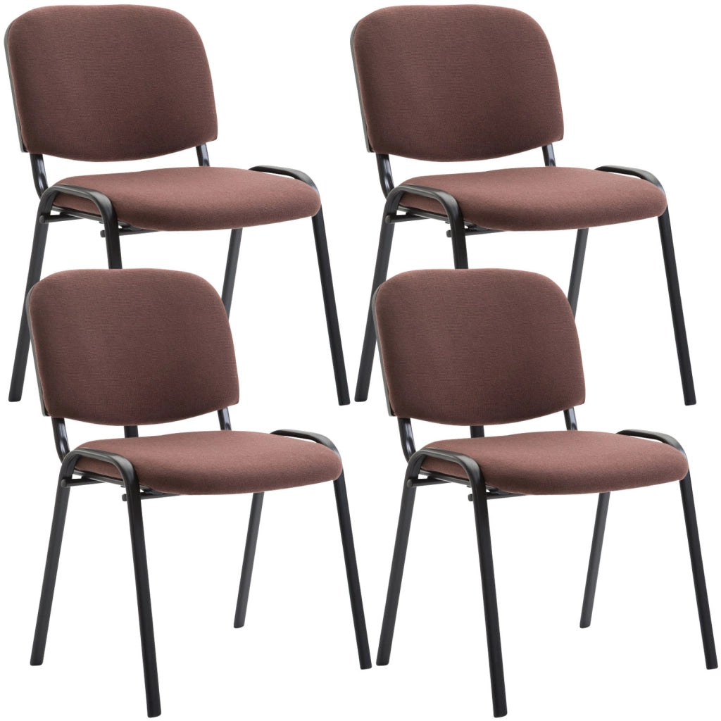 Set 4 Sedie Ufficio Visitatore Ken Imbottite In Tessuto marrone